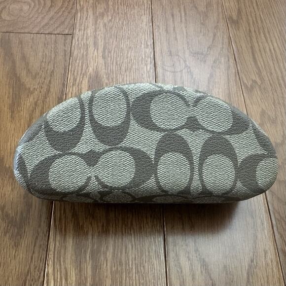 Coach Eyeglass Case Hard Clam Shell Logo Glasses or Sunglasses Khaki/Brown - Picture 4 of 7